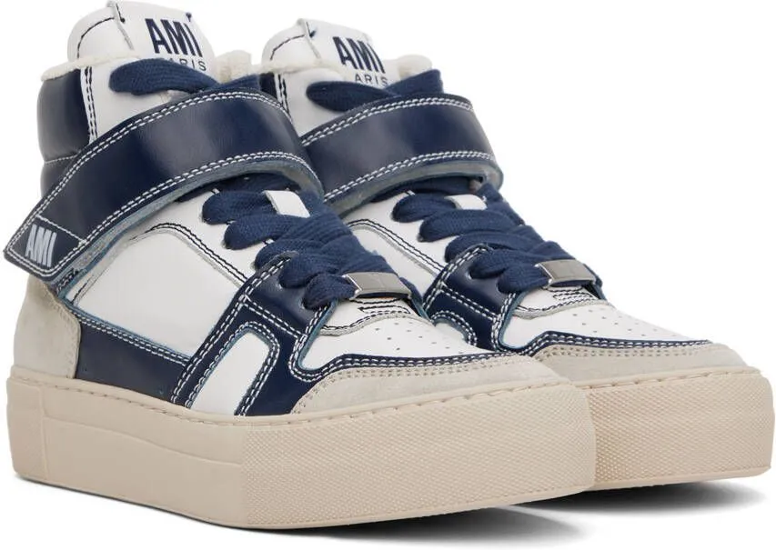 AMI Alexandre Mattiussi Navy & White Arcade Sneakers