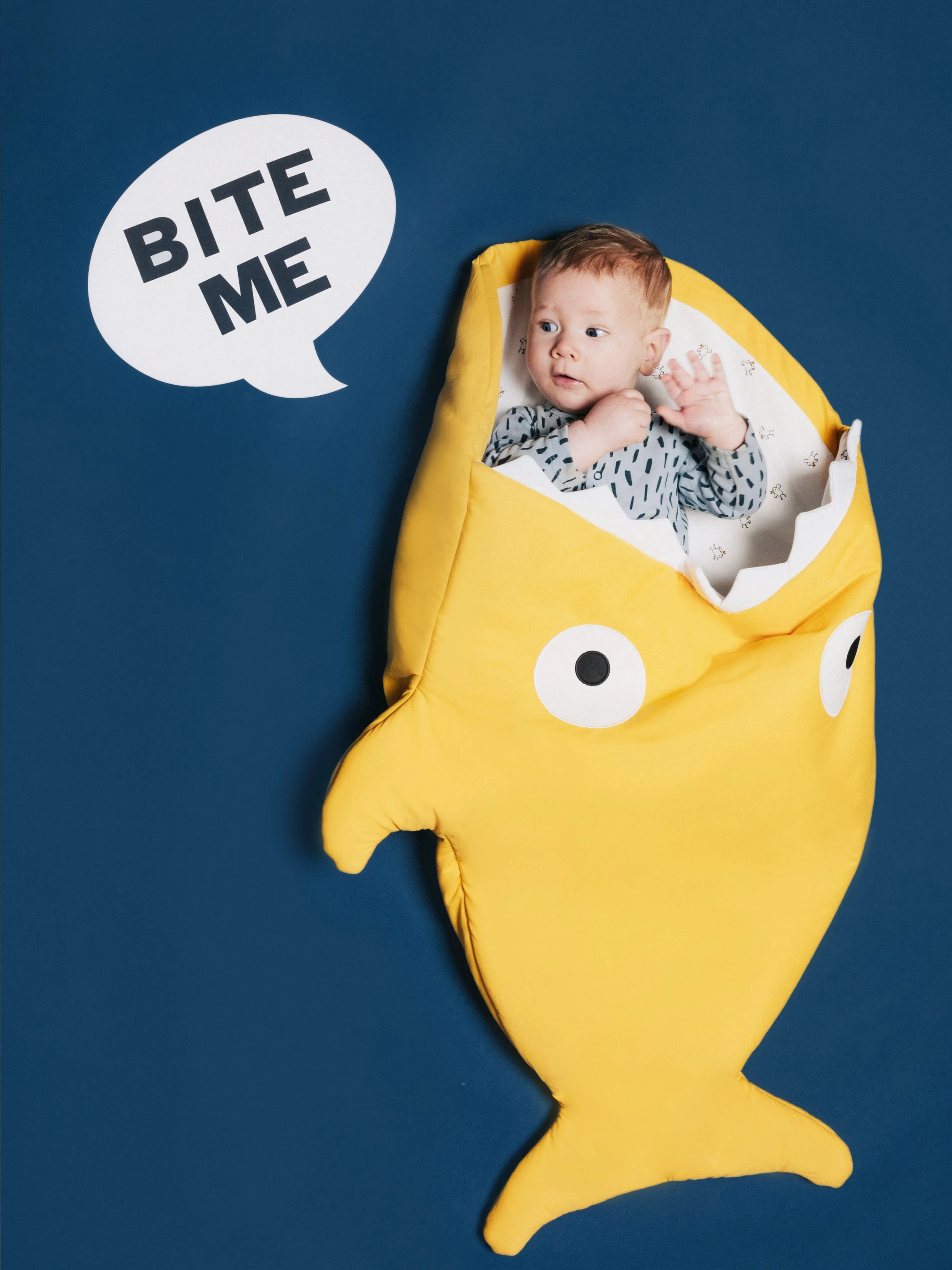 Baby Bites Baby Constellations Summer Shark Sleeping Bag in Yellow