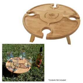 BAMBOO PORTABLE WINE & CHEESE TABLE