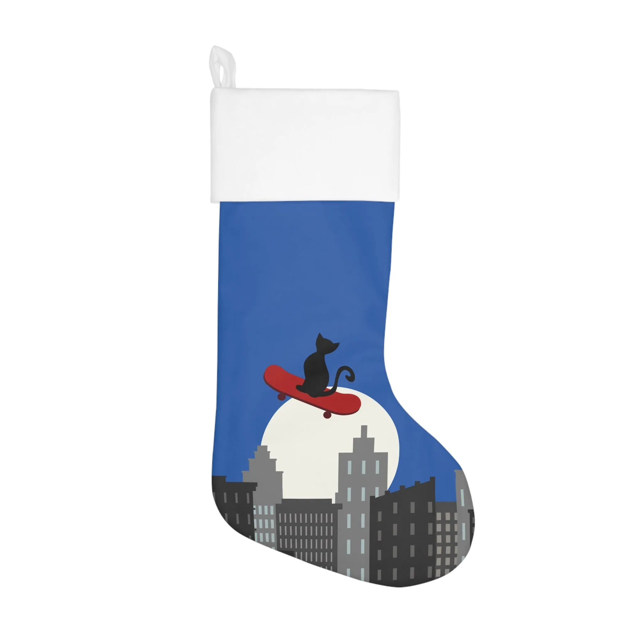 Black cat on skateboard Holiday Stocking