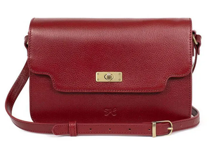 Carmine hexagon women's leather bag 119675