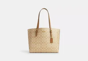 Coach Mollie Tote In Signature Canvas Gold/Khaki Saddle