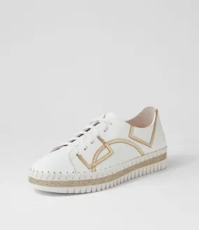 DJANGO & JULIETTE Mando White Pale Gold Crush Leather Sneakers