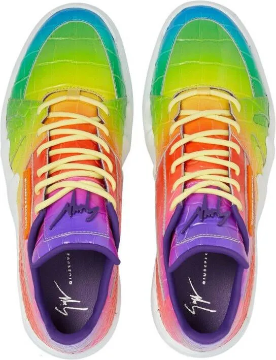 Giuseppe Zanotti rainbow crocodile-effect sneakers Yellow