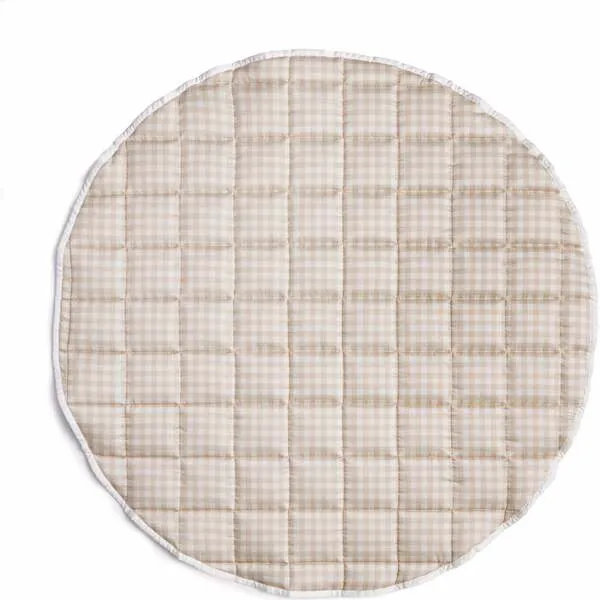 Gooselings Picnic Gingham Round play Mat, Beige