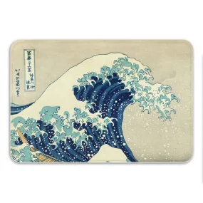 Great Wave Bath Mat, Nautical Home Decor, Japanese Art, Beach Theme Decor, Waves Mat, Unusual Gift, Anti Slip, Wave Rug, Memory 