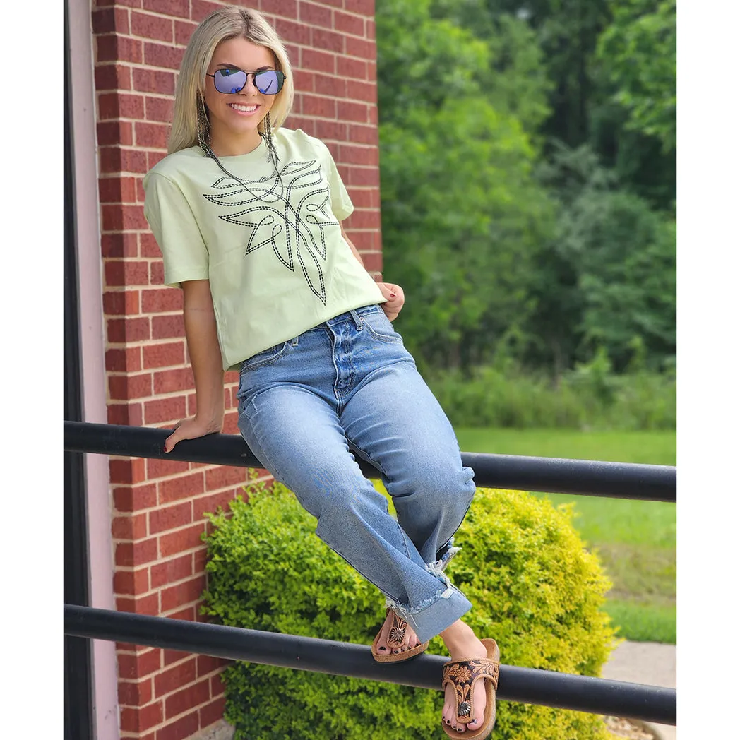 Green Boot Stitch Tee