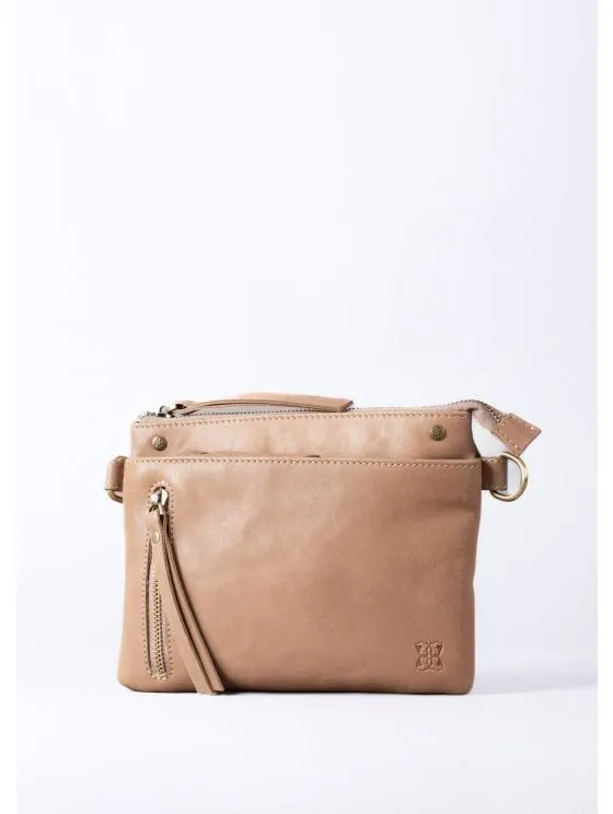 Harstone Mini Leather Cross Body Bag in Taupe