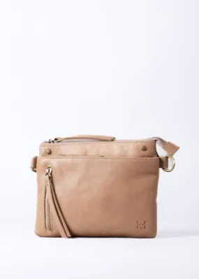 Harstone Mini Leather Cross Body Bag in Taupe