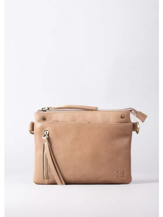 Harstone Mini Leather Cross Body Bag in Taupe