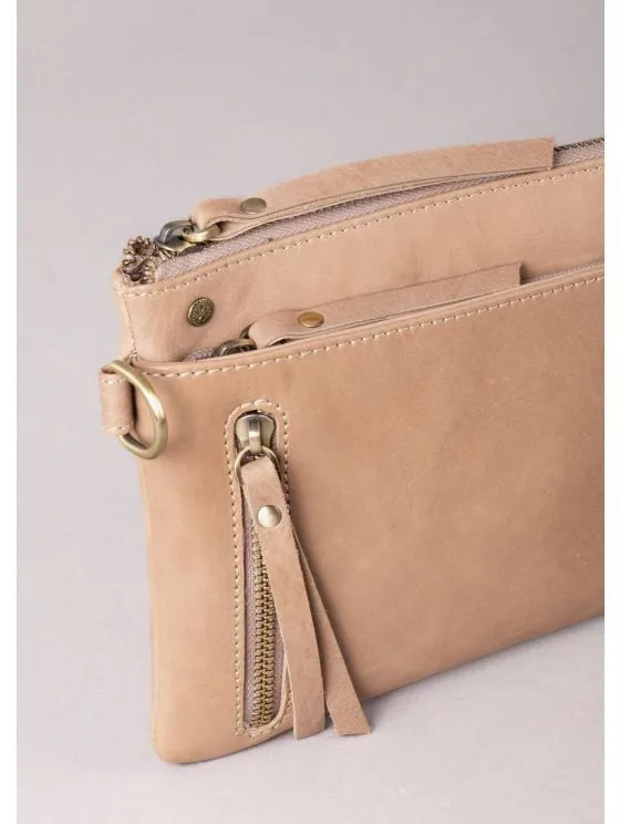 Harstone Mini Leather Cross Body Bag in Taupe