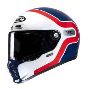 HJC V10 Grape Helmet - White/Red/Blue