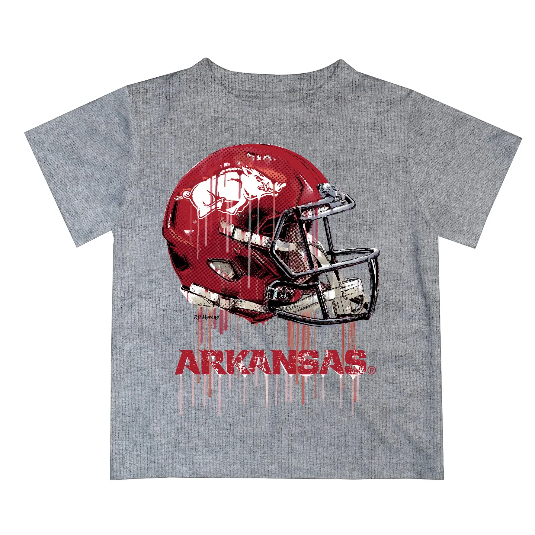 Infant Gray Arkansas Razorbacks Dripping Helmet T-Shirt