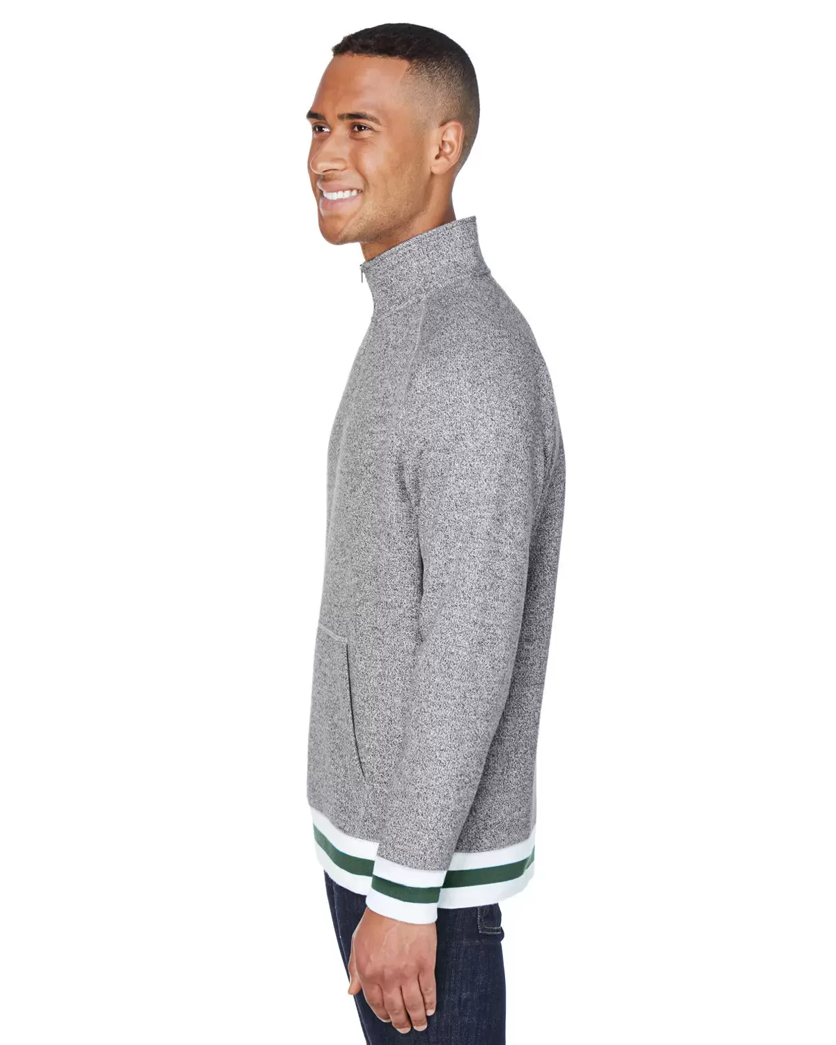 J America 8703 Peppered Fleece 1/4 Zip Pullover SKU: 8703