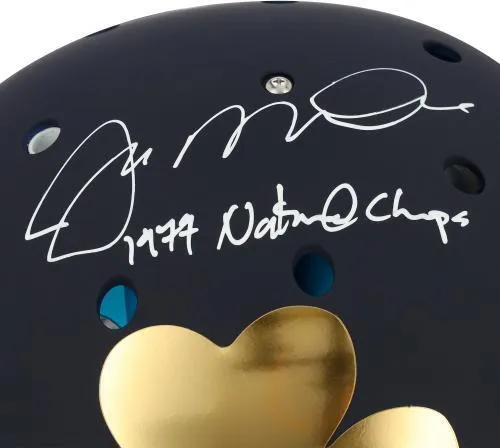 Joe Montana Notre Dame Fighting Irish Autographed Schutt Shamrock Tradition Authentic Helmet with 1977 National Champions Inscri