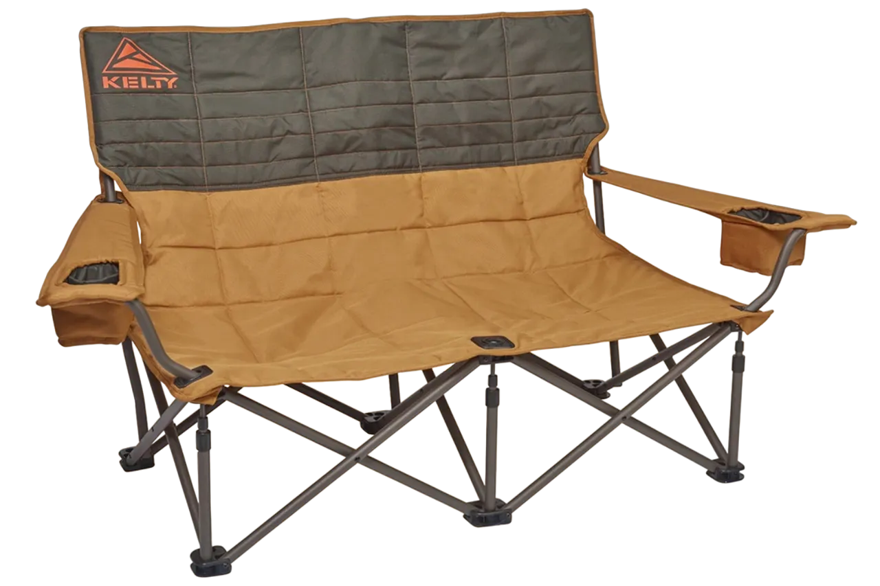 Kelty Low Loveseat 2 Person Foldable Camping Chair w/ Insulated Drink Holders