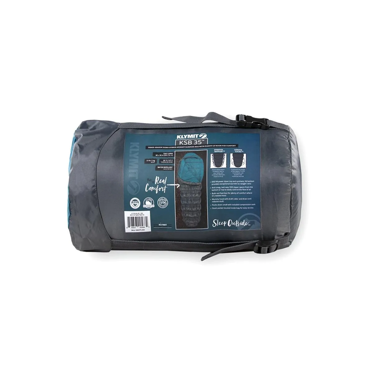 Klymit KSB 35 Large Sleeping Bag - Teal/Grey