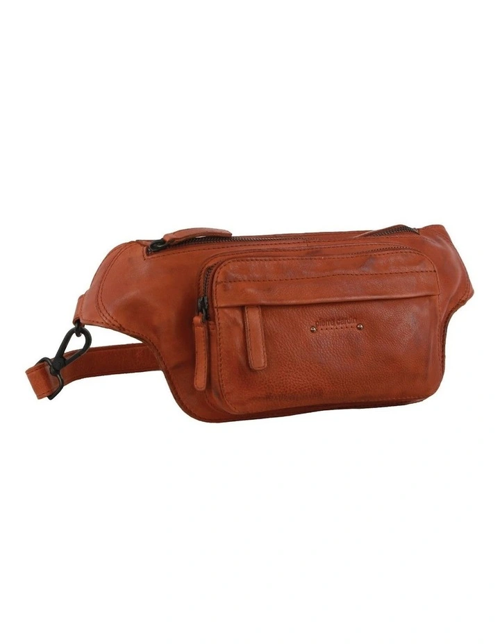 Leather Rustic Belt Bag in Cognac