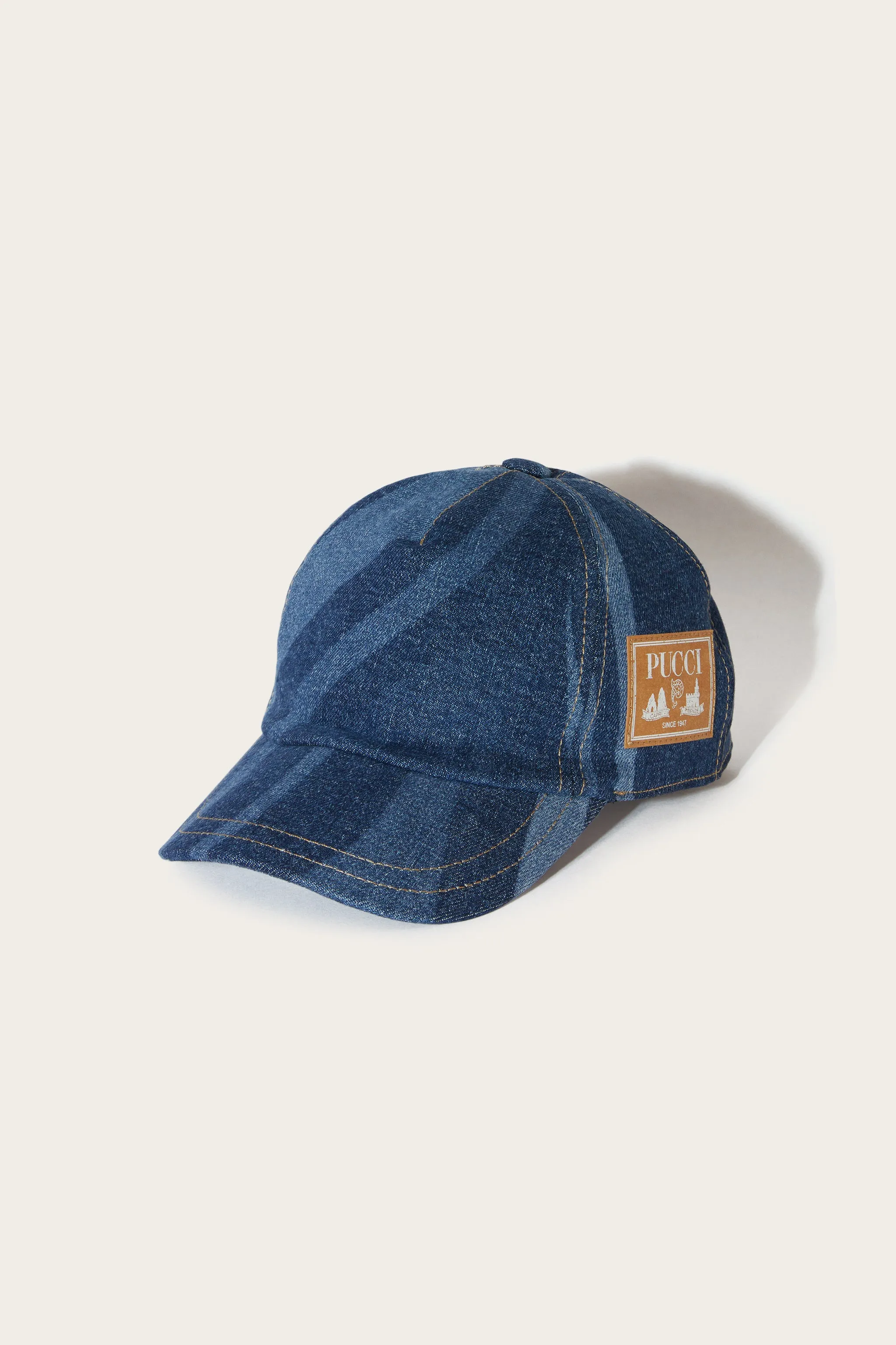 Marmo-Print Denim Cap