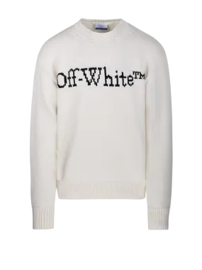 MEN OFF-WHITE WHITE COTTON PULLOVER WITH LOGO