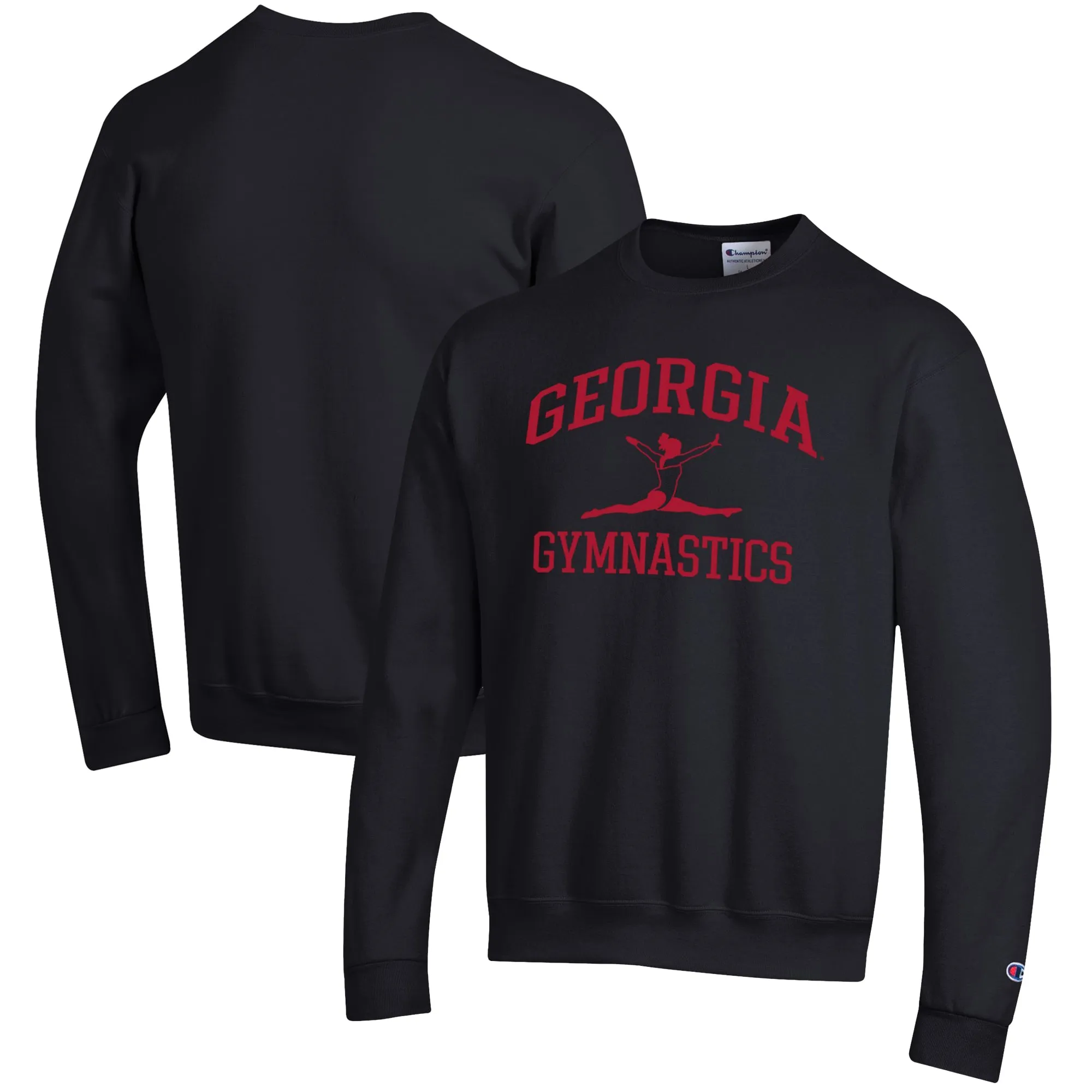 Men's Champion  Black Georgia Bulldogs Gymnastics Icon Powerblend Pullover Sweatshirt