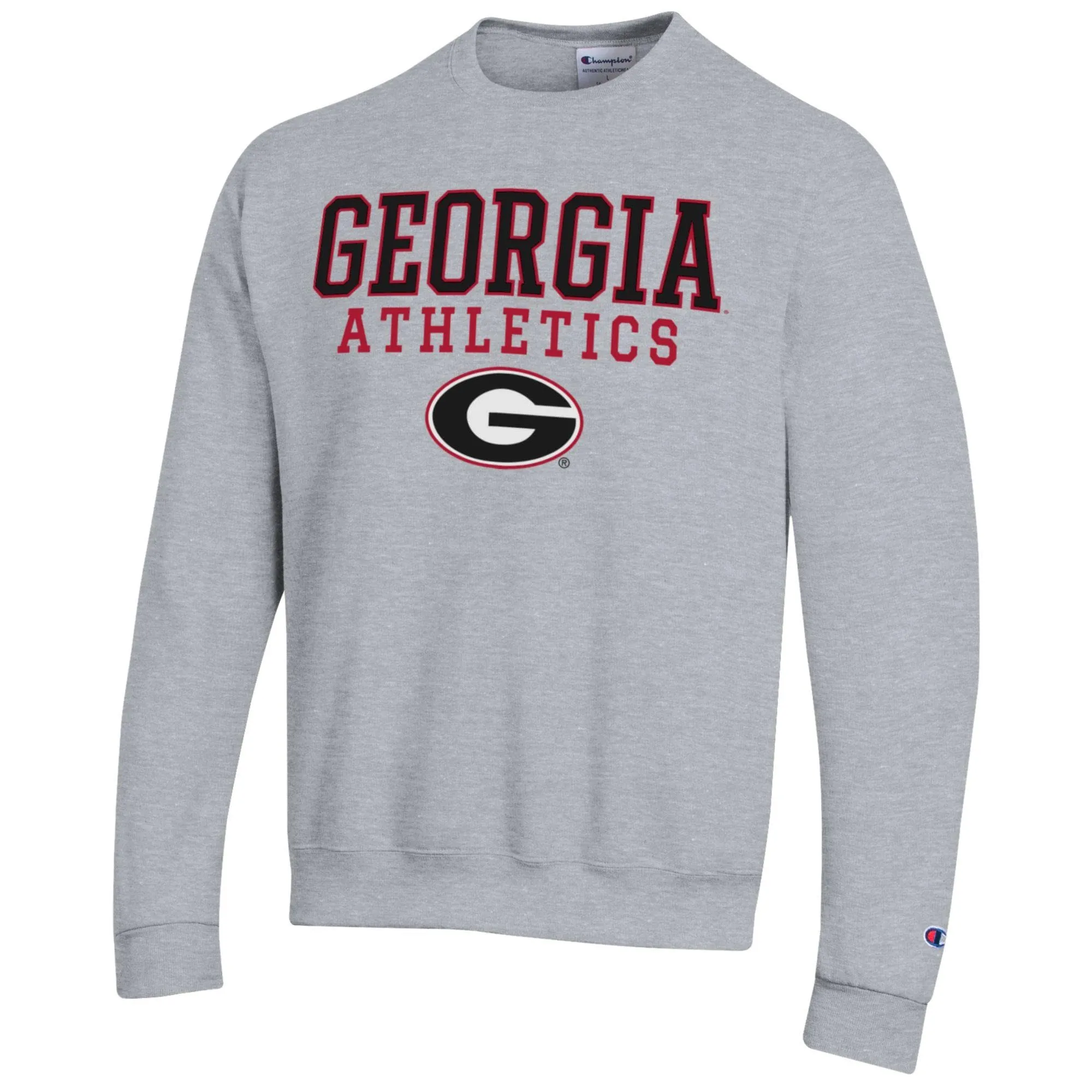 Men's Champion  Gray Georgia Bulldogs Athletics Logo Stack Pullover Sweatshirt