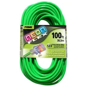 Prime NS512835 100-Foot 12/3 SJTW Flex High Visibility Extra Heavy Duty Outdoor Extension Cord with Prime light Indicator Light,