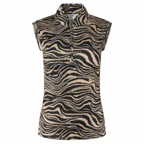 Pure Golf Bay Ladies Sleeveless Golf Polo Shirt Sand Safari