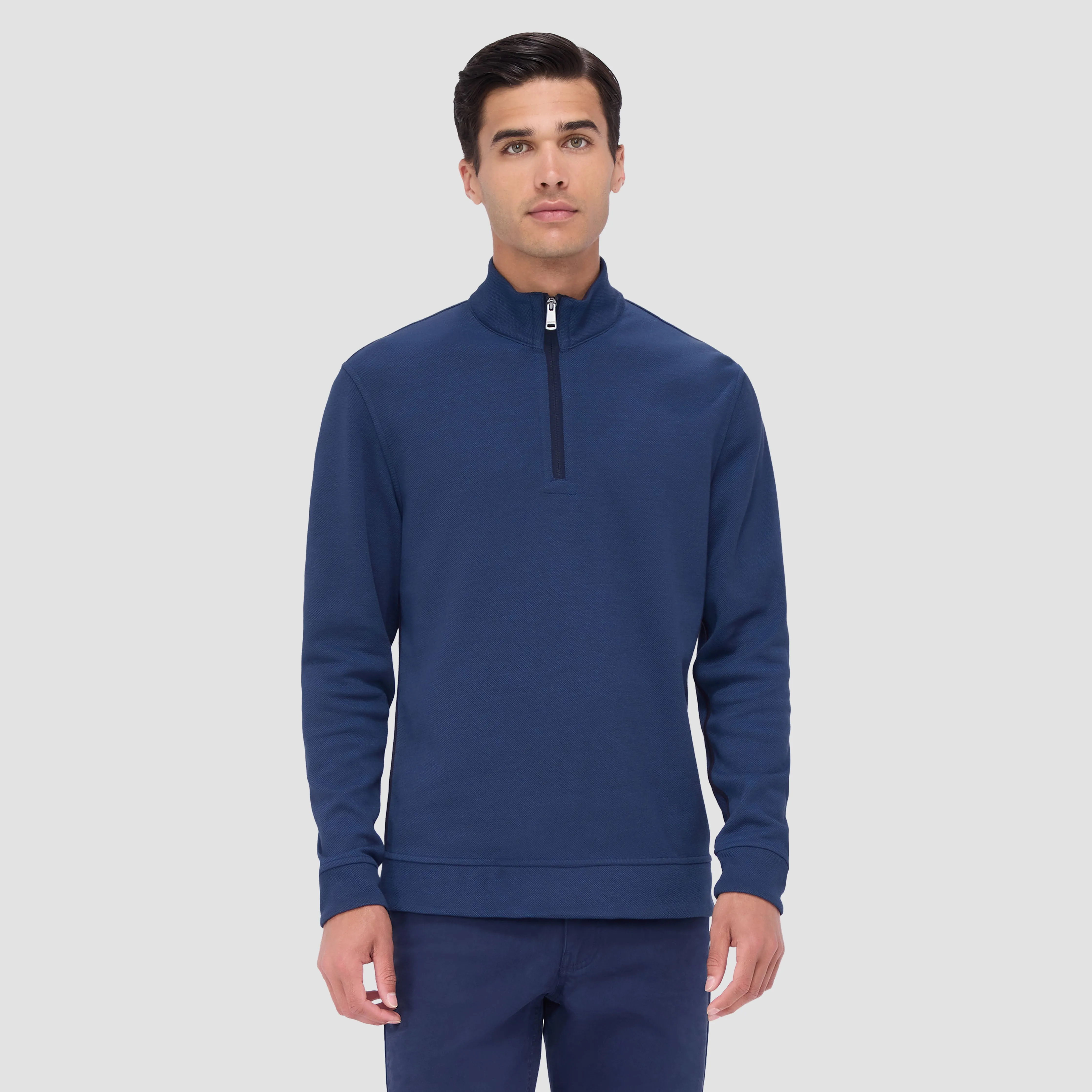 Reversible Pique/Fishermen Knit Quarter Zip Pullover