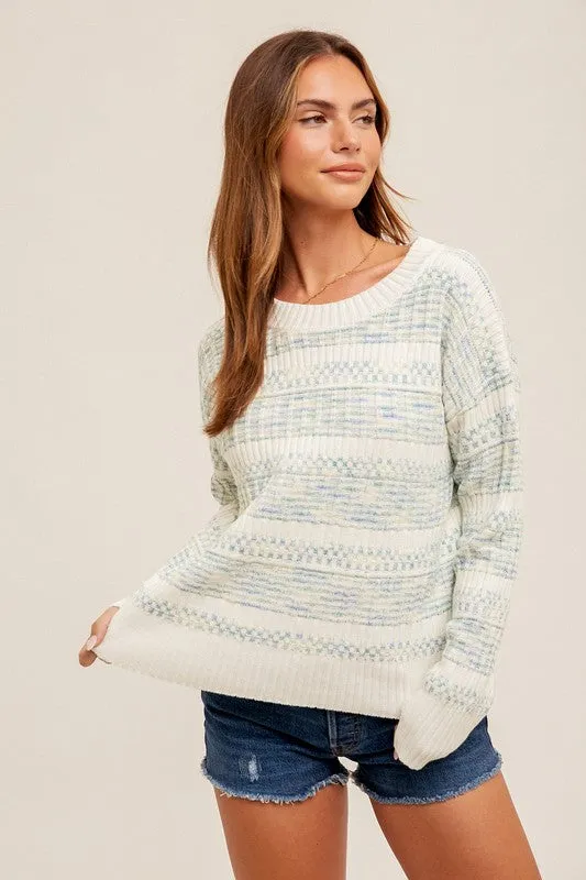 Round Neck Textured Pullover Sweater