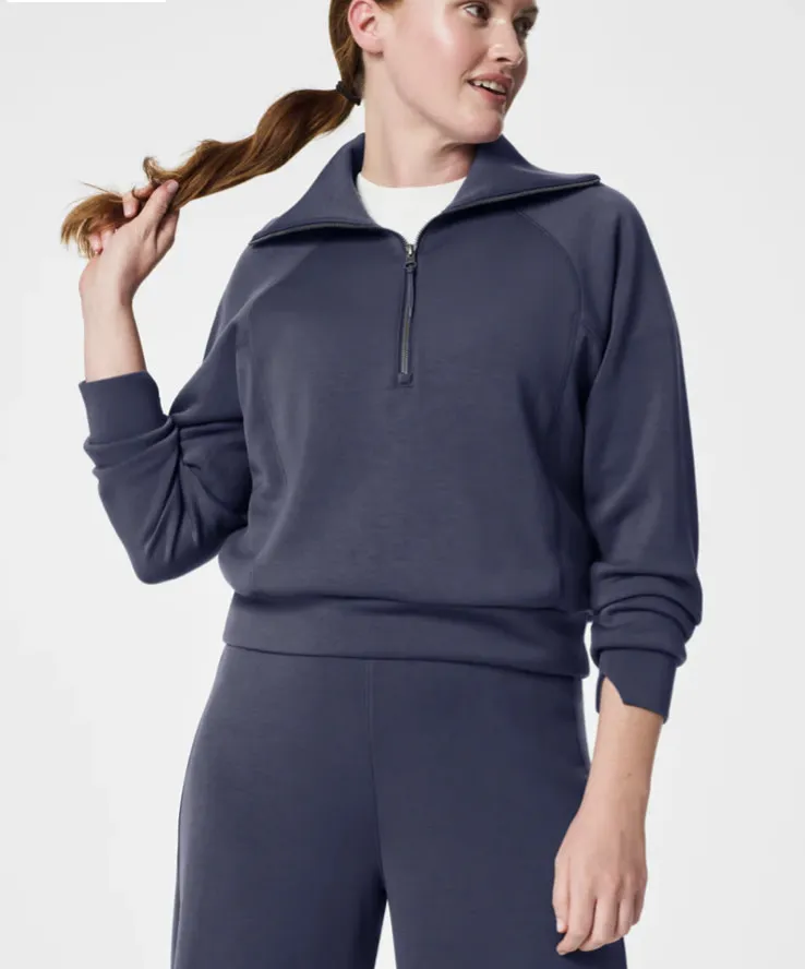 Spanx Air Essentials Half Zip Pullover in Navy