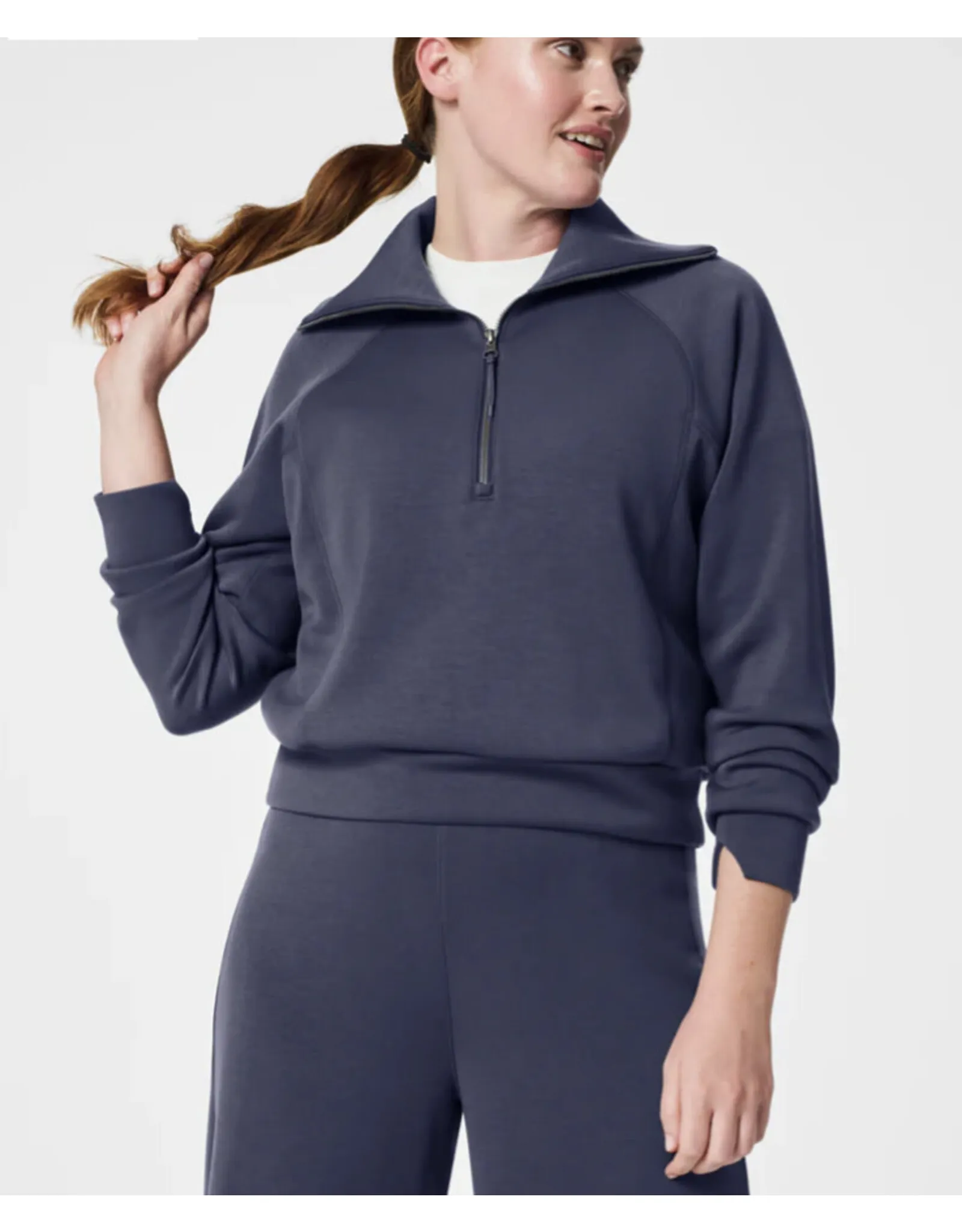 Spanx Air Essentials Half Zip Pullover in Navy