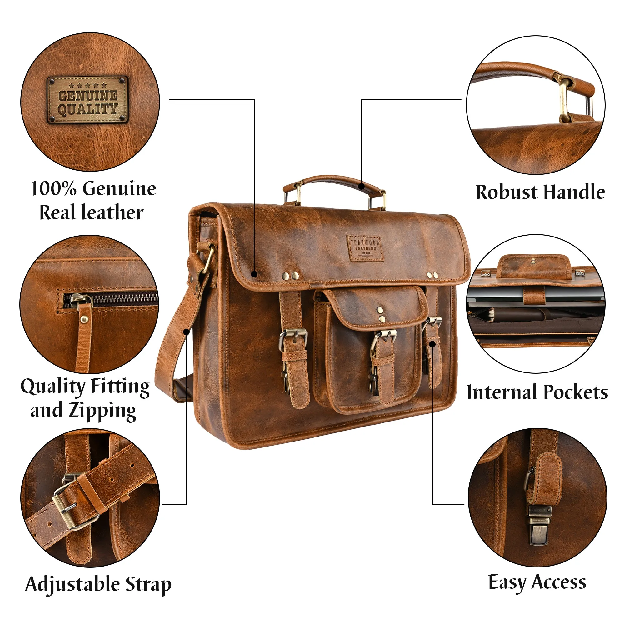 Teakwood Genuine Leather Laptop bag - Clearance sale