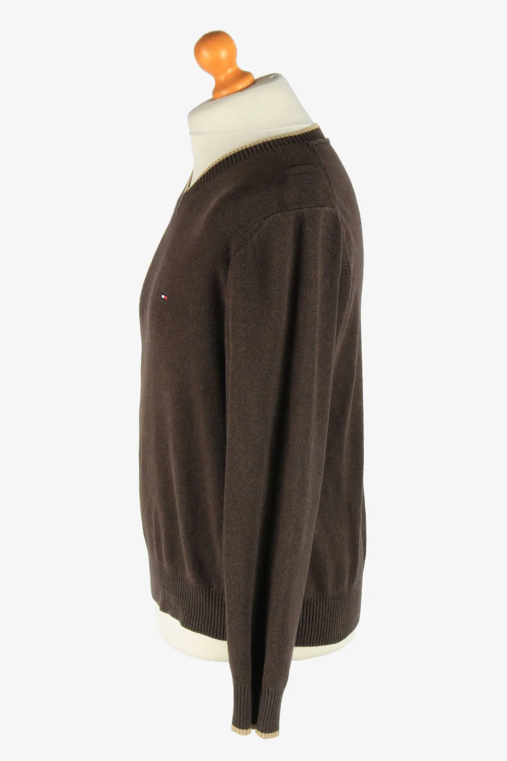 Tommy Hilfiger V Neck Jumper Pullover 90s Dark Brown M - Pepper Tree London