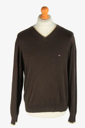 Tommy Hilfiger V Neck Jumper Pullover 90s Dark Brown M - Pepper Tree London