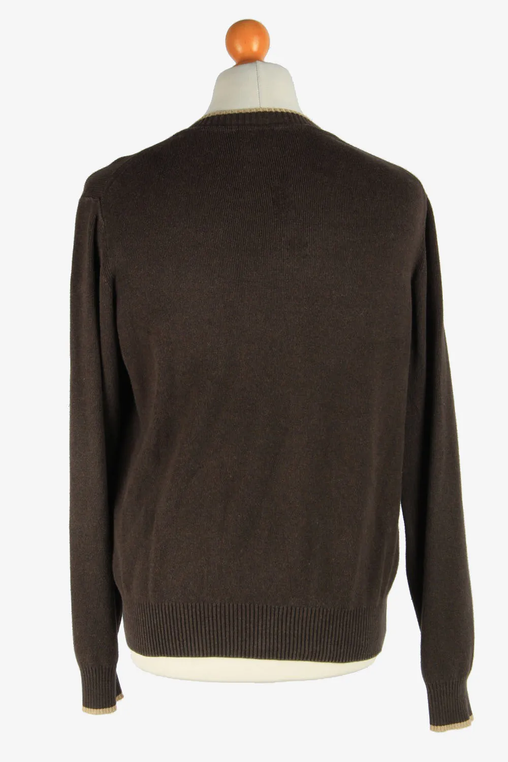 Tommy Hilfiger V Neck Jumper Pullover 90s Dark Brown M - Pepper Tree London