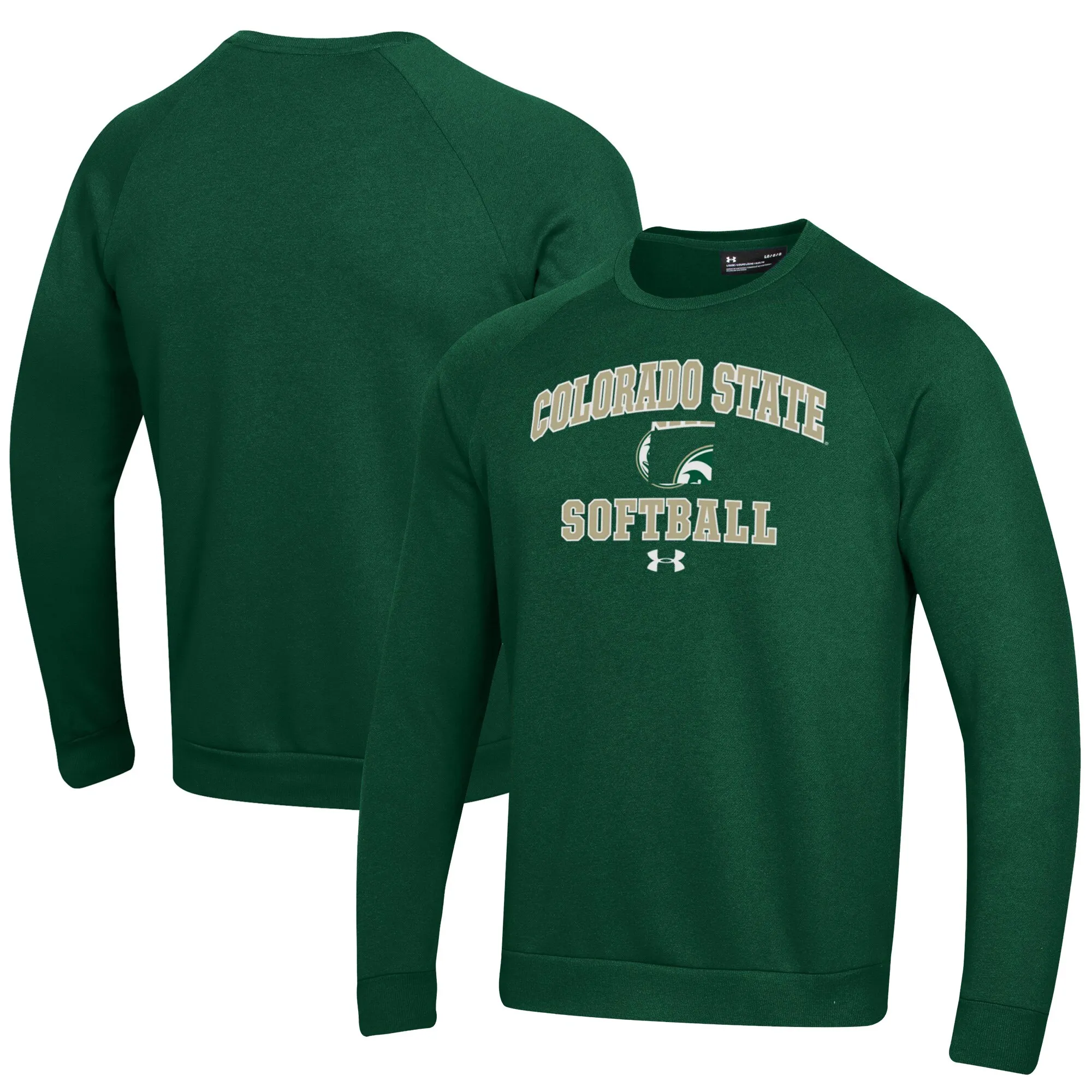 Under Armour Colorado State Rams Green Softball All Day Arch Fleece Pullover Sweatshirt