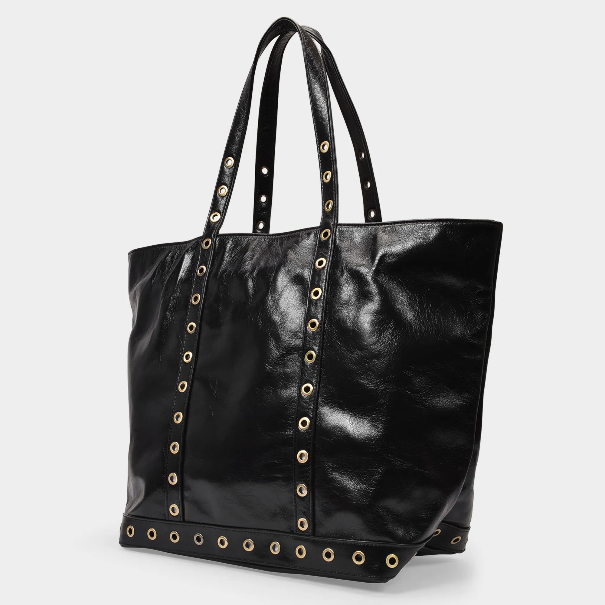 Vanessa Bruno  Cabas Large Bag in Black Cracked Leather