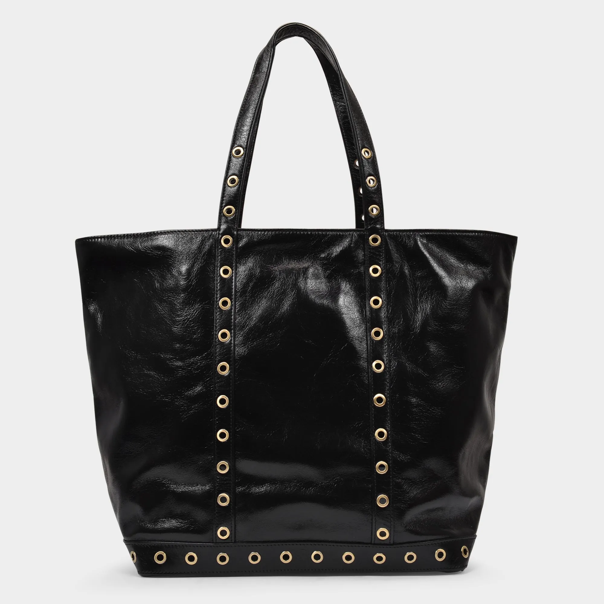 Vanessa Bruno  Cabas Large Bag in Black Cracked Leather