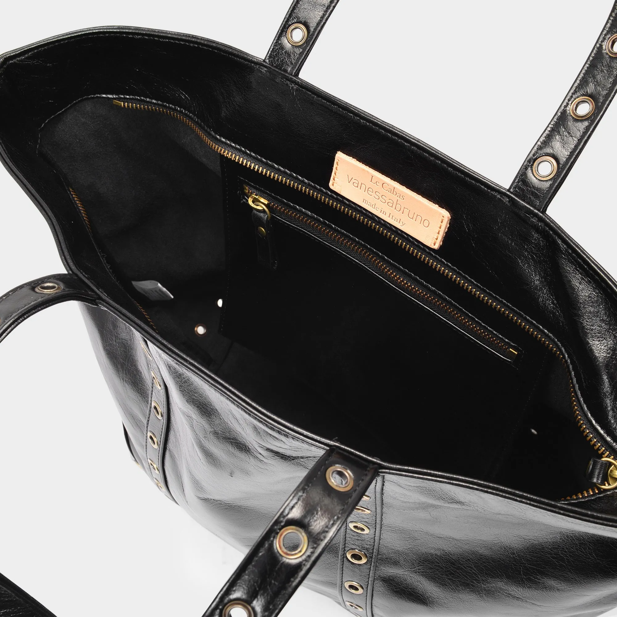 Vanessa Bruno  Cabas Large Bag in Black Cracked Leather