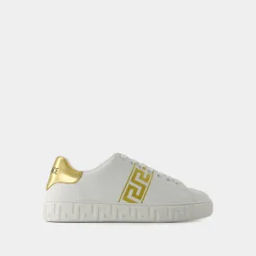 Versace  La Greca Sneakers - Versace - Embroidery - White/Gold