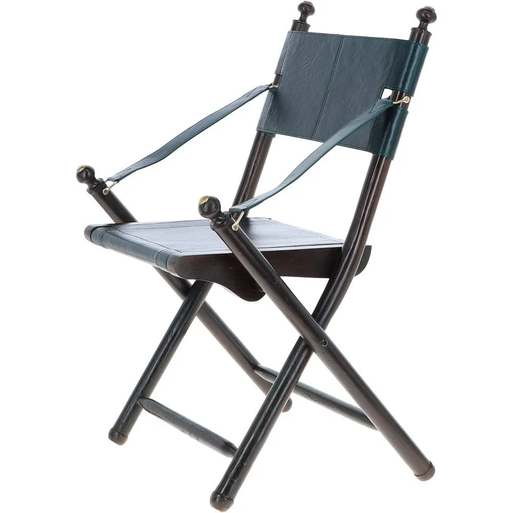 Vintage Folding Leather Chair Green: VIN-37