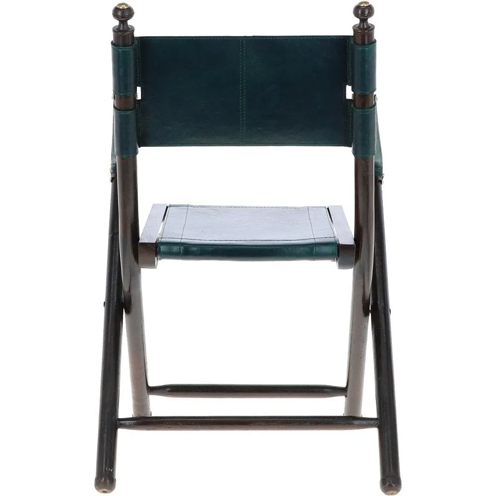 Vintage Folding Leather Chair Green: VIN-37