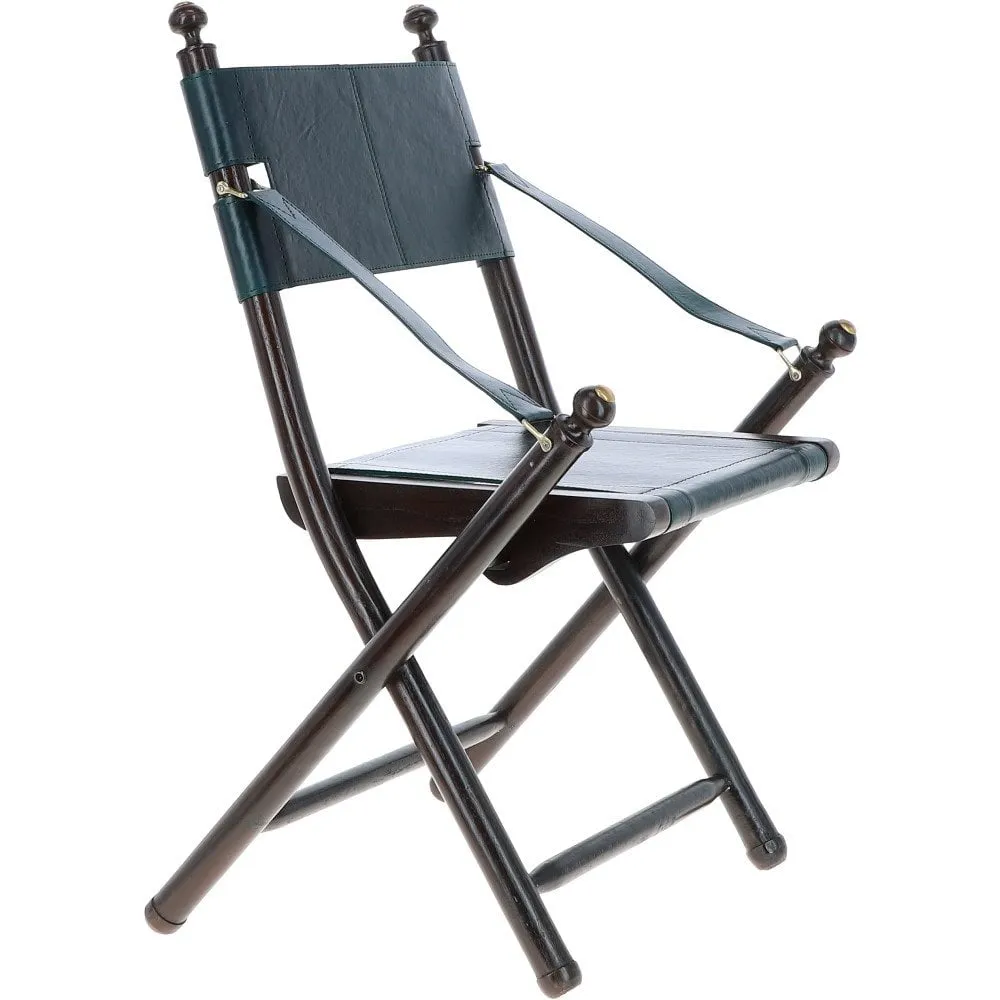 Vintage Folding Leather Chair Green: VIN-37