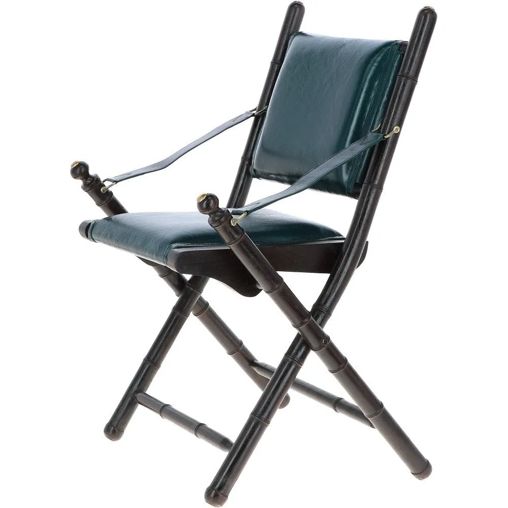 Vintage Folding Leather Chair Green: VIN-39