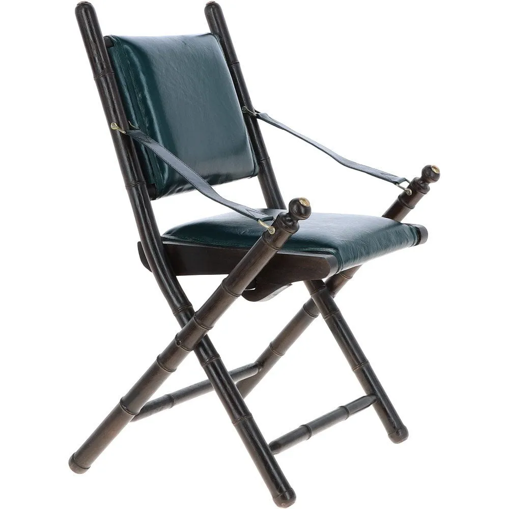 Vintage Folding Leather Chair Green: VIN-39