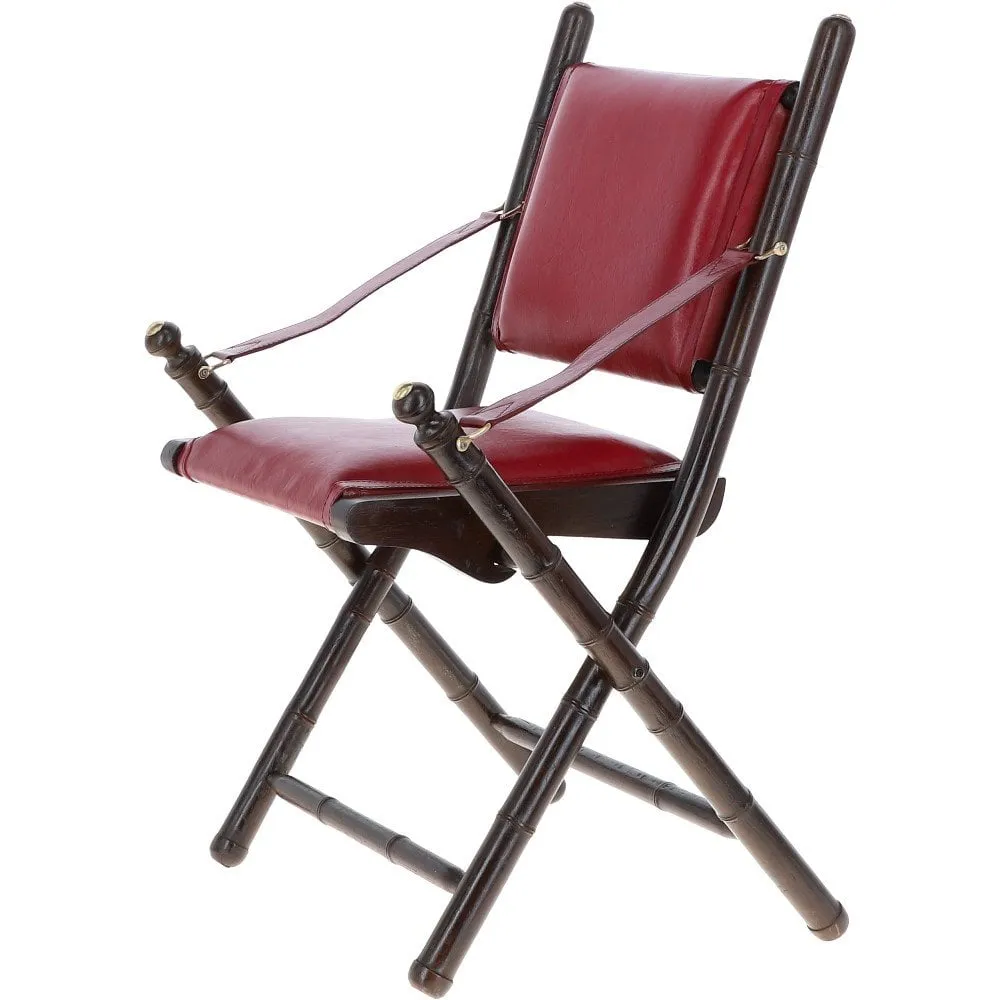 Vintage Folding Leather Chair Red: VIN-39