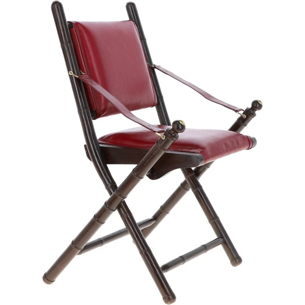 Vintage Folding Leather Chair Red: VIN-39