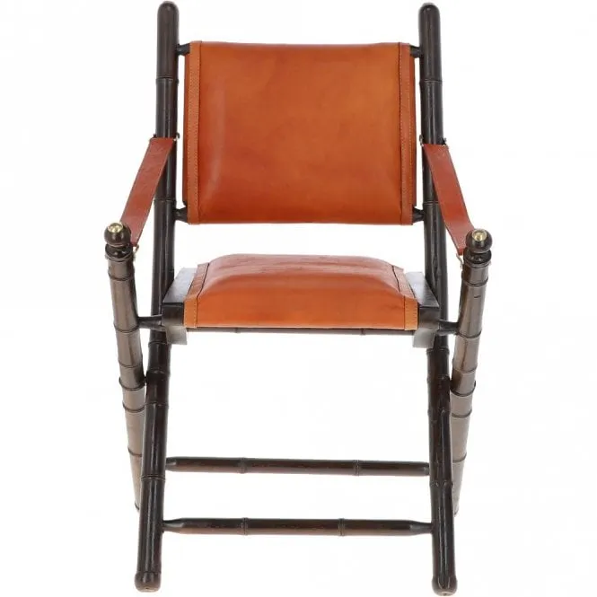 Vintage Folding Leather Chair Tan: VIN-39