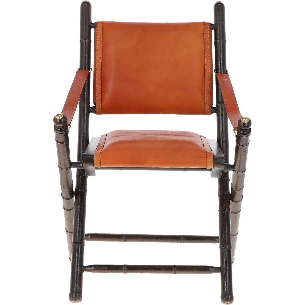 Vintage Folding Leather Chair Tan: VIN-39